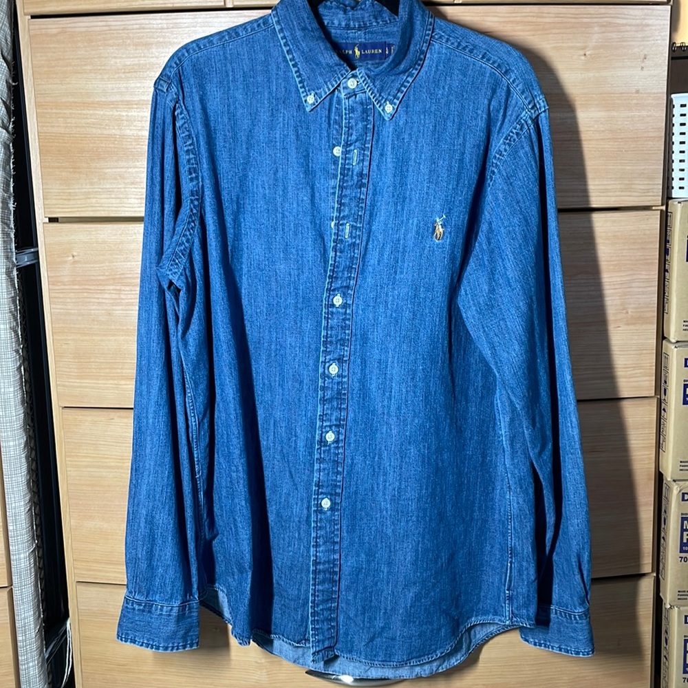 Ralph Lauren Denim 100% Cotton Button Down Multi Colored Horse